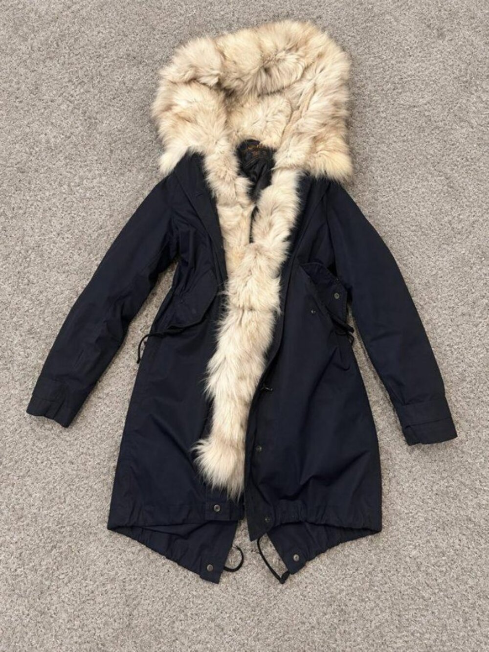 Woolrich Women’s Black Fishtail Parka Real Fur Trim Removable Lining XS